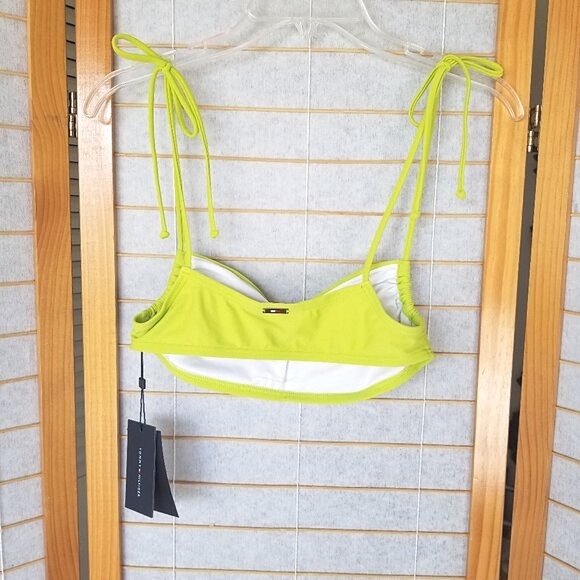 New Tommy Hilfiger Neon Green Bikini Top Size Small Bandeau Adjustable - Picture 6 of 8